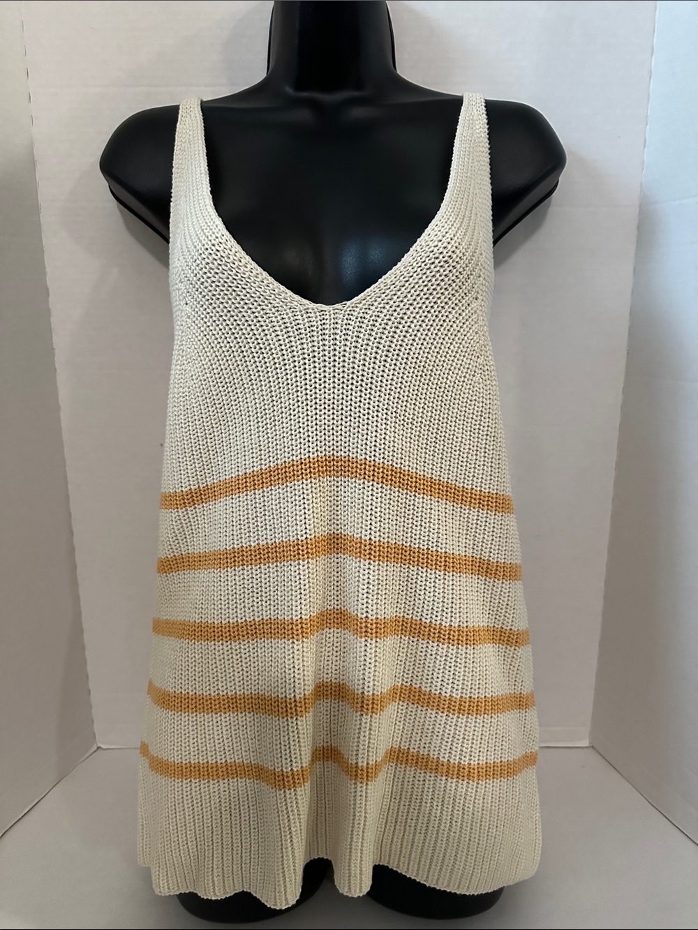 By Together striped open-knit sweater tank M